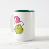 Grinch in Pink Santa Hat ツートーンマグカップ (正面左)