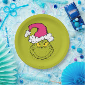 Grinch in Pink Santa Hat ペーパープレート (パーティー)