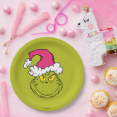 Grinch in Pink Santa Hat ペーパープレート (パーティー)