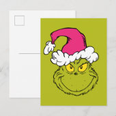 Grinch in Pink Santa Hat ポストカード (正面/裏面)