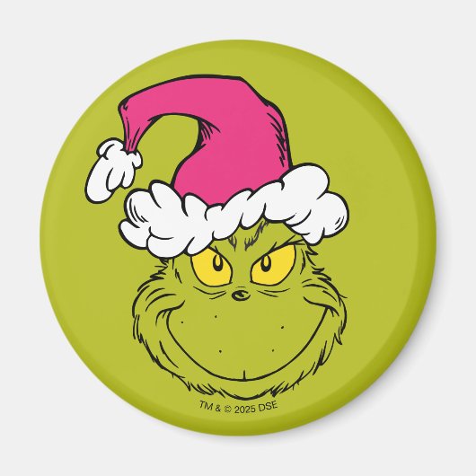 Grinch in Pink Santa Hat マグネット (正面)