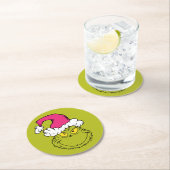 Grinch in Pink Santa Hat ラウンドペーパーコースター (インサイチュ)
