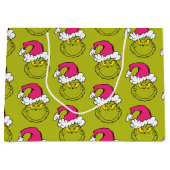 Grinch in Pink Santa Hat ラージペーパーバッグ (正面)