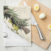 Grinch & Max Return the Christmas Tree キッチンタオル (四つ折り)