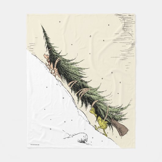 Grinch & Max Return the Christmas Tree フリースブランケット (正面)