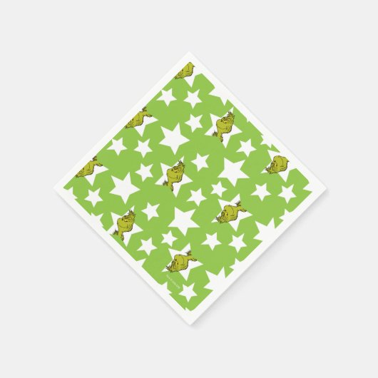 Grinch Peeking Star Pattern スタンダードカクテルナプキン (角)