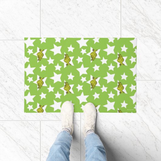 Grinch Peeking Star Pattern ドアマット (室内)