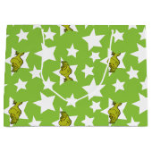 Grinch Peeking Star Pattern ラージペーパーバッグ (正面)