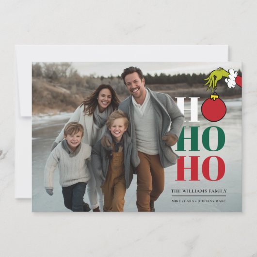 Grinch Personalized Photo Holiday Card シーズンカード (正面)