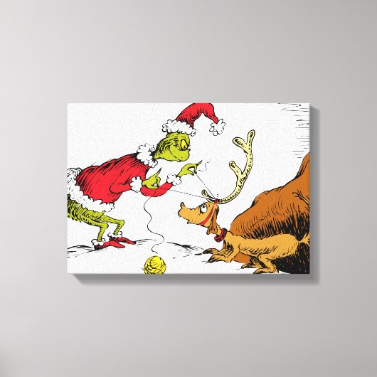 Grinch Prepares Max the Reindeer キャンバスプリント (正面)