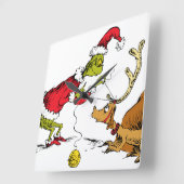 Grinch Prepares Max the Reindeer スクエア壁時計 (傾斜)
