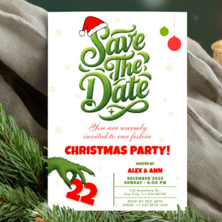 Grinch Style Christmas Party Save the Date セーブザデート