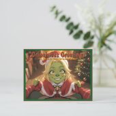 Grinchmas Greetings – Cute Anime Holiday Postcard シーズンポストカード (スタンド正面)