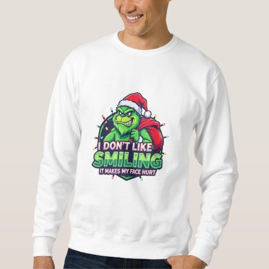 Grinchy Bigfoot I Don't Like Smiling スウェットシャツ (正面)