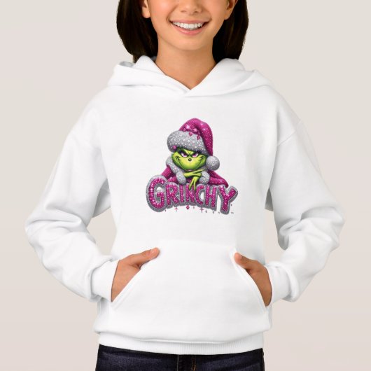 Grinchy Woman — Pink & Silver Holiday Hoodie by Ma (正面)