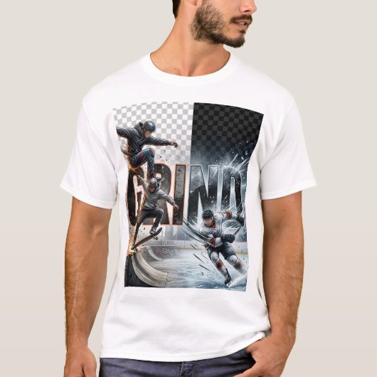 GRIND | スケートボード アイスホッケー | 努力を怠らない Tシャツ (正面)