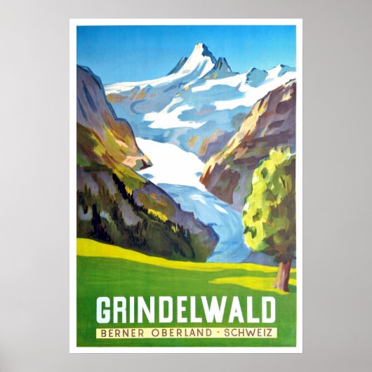 Grindelwald, mountain peak, Switzerland, vintage ポスター (正面)