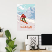 Grindelwald Switzerland Snowboarding Travel Poster ポスター (ホームオフィス)