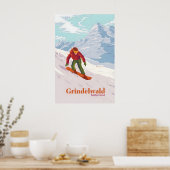 Grindelwald Switzerland Snowboarding Travel Poster ポスター (キッチン)