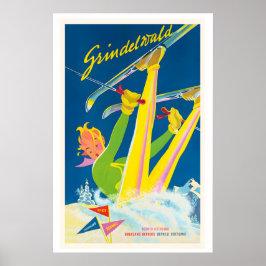 Grindelwald Switzerland Vintage Ski Poster ポスター