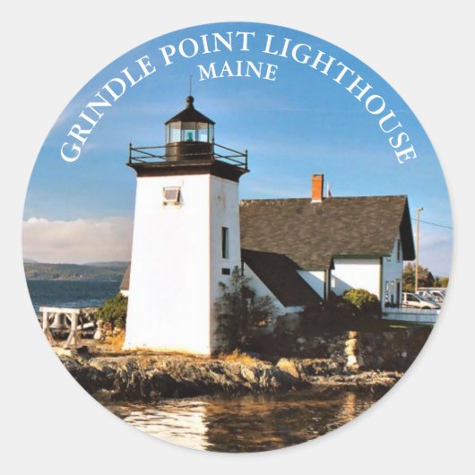 Grindle Point Light house, Maine Round Stickers ラウンドシール (正面)