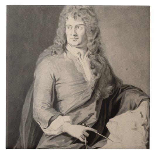 Grinlingギボンズ(1648-1721年)のポートレート(w/c pで タイル (正面)