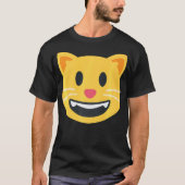 Grinning Cat Emoticon happy smiling Face Tシャツ (正面)