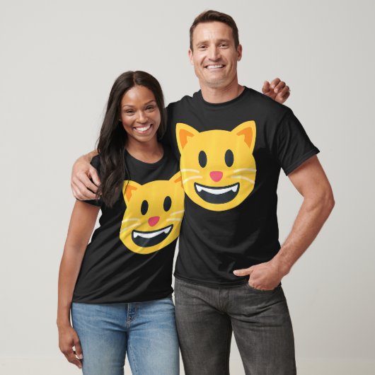 Grinning Cat Emoticon happy smiling Face Tシャツ (ユニセックス)