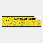 Grinning Face Don't Forget to SMILE Yellow バンパーステッカー (正面)