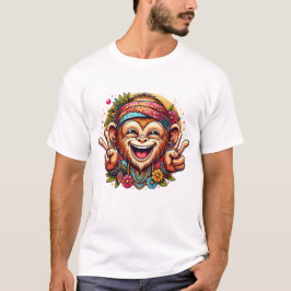 Grinning Peace Monkey Men's T-Shirt Tシャツ