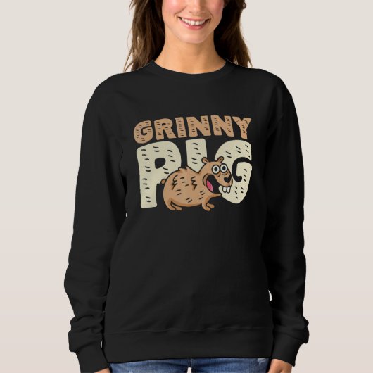 Grinny Pig Graphic Guinea Pig Owner Pet Cavy Anima スウェットシャツ (正面)