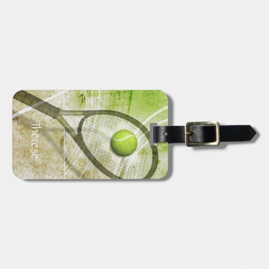 Grip女の子のテニスをする ラゲッジタグ (正面横)