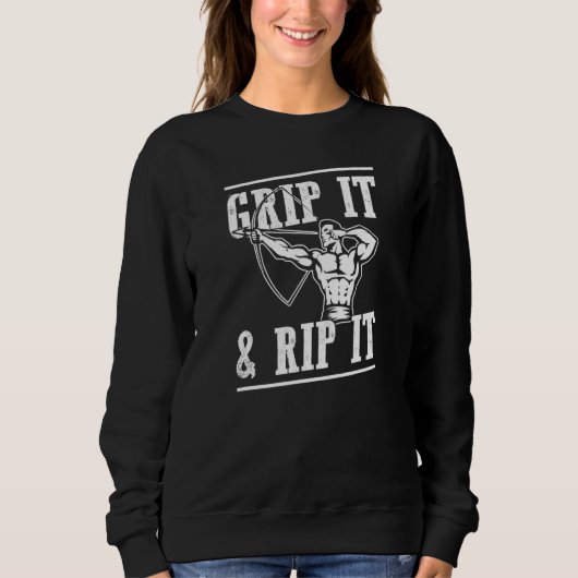Grip It And Rip It Distressed Style Archery Life スウェットシャツ (正面)