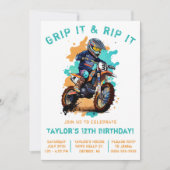 Grip It & Rip It! モトクロス、ダートバイクの誕生日  招待状 (正面)