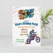 Grip it & Rip It Dirt Bike Birthday Invitation 招待状 (スタンド正面)