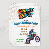 Grip it & Rip It Dirt Bike Birthday Invitation 招待状 (正面/裏面)