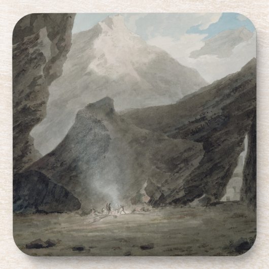 GrisonsのChiavennaの近く、c.1779 (w/c、黒い コースター (正面)