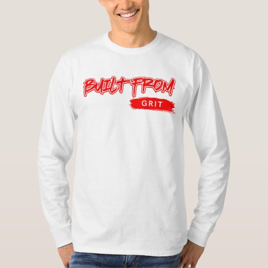 Grit™赤文字のHustleすべての実在事実から構築 Tシャツ (正面)