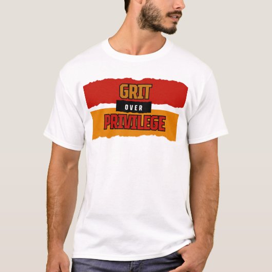 Grit Over Privilege™ 制度に破壊され、損切りされた Tシャツ (正面)