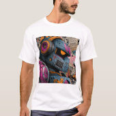 Gritty Graffiti Robot with Headphones — Street Art Tシャツ (正面)