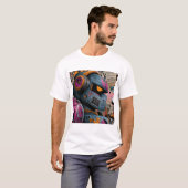 Gritty Graffiti Robot with Headphones — Street Art Tシャツ (正面フル)