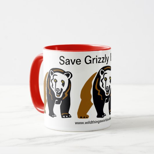 GRIZZLY 救 Bears – 絶滅危惧動物 – 野生生物 マグカップ (正面左)