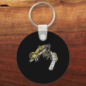 Grizzly Bear Bursting Though Biting Hockey Stick L キーホルダー (正面)