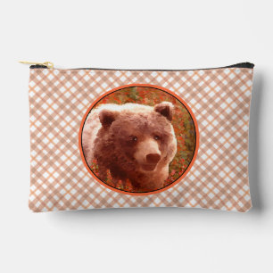 Grizzly Bear Cub in Fireweed'絵画's Wildlife Art アクセサリーポーチ