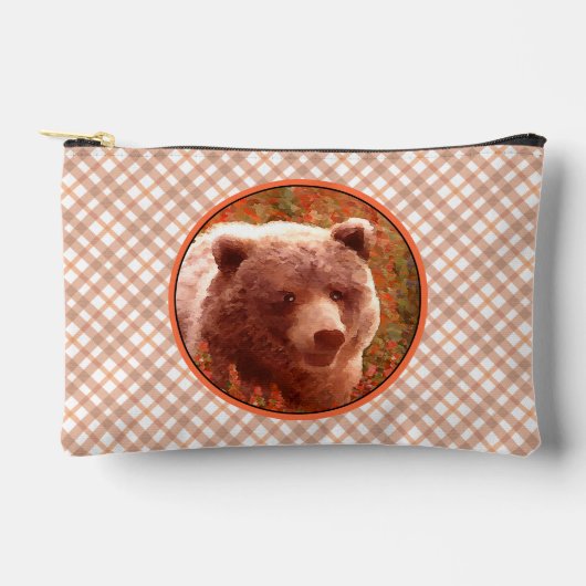 Grizzly Bear Cub in Fireweed'絵画's Wildlife Art アクセサリーポーチ (正面)