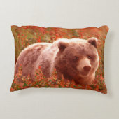 Grizzly Bear Cub in Fireweed'絵画's Wildlife Art アクセントクッション (裏面)