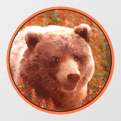 Grizzly Bear Cub in Fireweed'絵画's Wildlife Art ウィンドウサイン (シート)