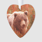 Grizzly Bear Cub in Fireweed'絵画's Wildlife Art オーナメント (正面)