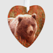 Grizzly Bear Cub in Fireweed'絵画's Wildlife Art オーナメント (正面)