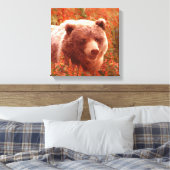 Grizzly Bear Cub in Fireweed'絵画's Wildlife Art キャンバスプリント (インサイチュ (寝室))